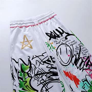 Women Baggy Hip Hop Pants 90s Athletic Graphic Drawstring Loose Jogger Cinch Bottom Sweatpants Streetwear (White, S)