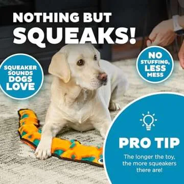 Outward Hound Durablez Tough Plush Squeaky Dog Toy, Snake, Orange, XL