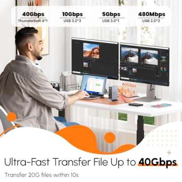 TobenONE Thunderbolt 4 Dock with Power Adapter, Thunderbolt Certified, Dual/Triple 4K@60Hz Monitor Docking Station for Windows, Mac, and Chrome (40Gbps, HDMI, DP, 6xUSB Ports, SD/TF4.0)