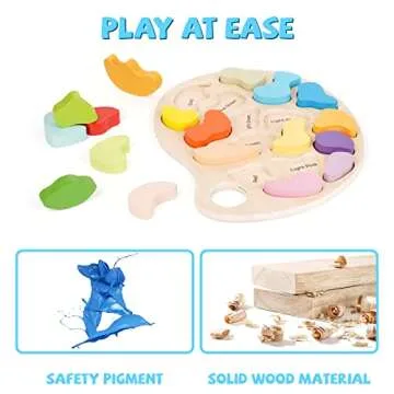 Wooden Color Shape Sorter Puzzle Toy Set - Montessori Toy 18 Colorful Baby Shapes Color Matching Board Sorting Puzzle Palette for Early Preschool Learning Toy, Fine Motor Skills Development