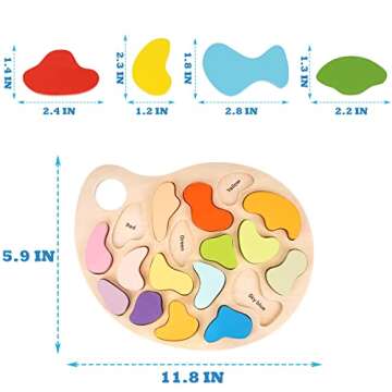 Wooden Color Shape Sorter Puzzle Toy Set - Montessori Toy 18 Colorful Baby Shapes Color Matching Board Sorting Puzzle Palette for Early Preschool Learning Toy, Fine Motor Skills Development