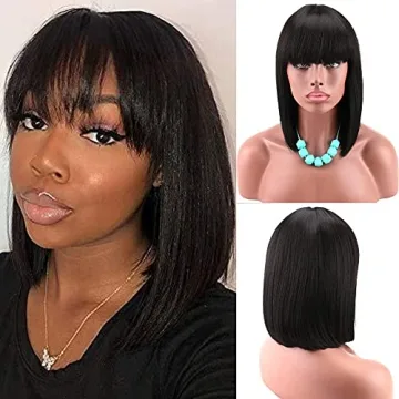 Stylish Kalyss Black Bob Wig with Bangs for Women