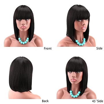 Stylish Kalyss Black Bob Wig with Bangs for Women