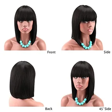 Stylish Kalyss Black Bob Wig with Bangs for Women