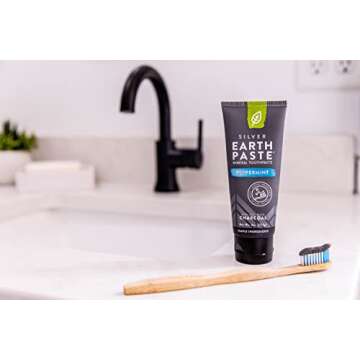 Redmond Earthpaste with Silver - Natural Non-Fluoride Charcol Toothpaste, 4 Ounch Tube (Peppermint Charcoal)