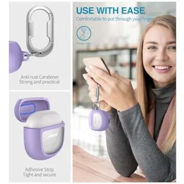 SURITCH Protective Case for Bose QuietComfort Earbuds II 2022 / QuietComfort Ultra 2023, Shockproof Case Cover for Bose QC ii 2 Charging Case Accessories with Carabiner, Purple