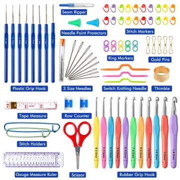 Inscraft 82 Pcs Crochet Hook Set, Ergonomic Soft Grip Handles for Comfortable Crocheting