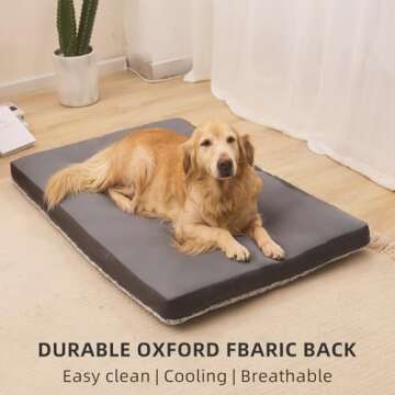 IHINIRE Washable Dog Crate Bed Deluxe Plush Dog Beds Reversible All-Seasons Bed Pet Sleeping Mattress for Large, Medium Dogs