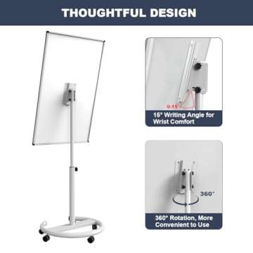 TANKEE Mobile Whiteboard - Adjustable, Portable, Magnetic