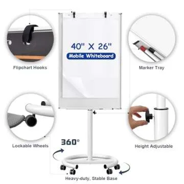 TANKEE Mobile Whiteboard - Adjustable, Portable, Magnetic