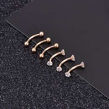 Briana Williams 6pcs Rose Gold Body Piercing Earring Set