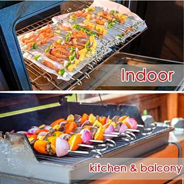 Durable 15.7” Stainless Steel Kabob Skewers Set