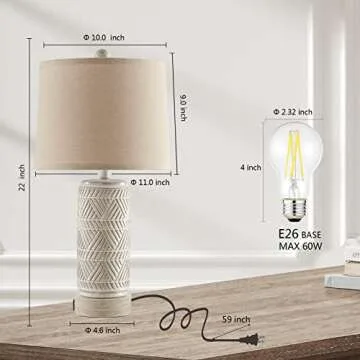 Modern Rustic Touch Lamps with USB Charging Ports