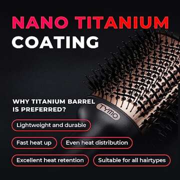 TYMO Hair Dryer Brush Blow Dryer Brush in One, 4 in 1 Ionic Hair Dryer and Styler Volumizer with Oval Titanium Barrel, Hot Air Straightener Brush for Smooth Frizz-Free Blowout, Gold