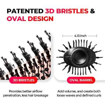TYMO Hair Dryer Brush Blow Dryer Brush in One, 4 in 1 Ionic Hair Dryer and Styler Volumizer with Oval Titanium Barrel, Hot Air Straightener Brush for Smooth Frizz-Free Blowout, Gold
