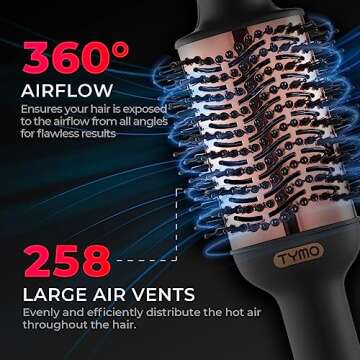TYMO Hair Dryer Brush Blow Dryer Brush in One, 4 in 1 Ionic Hair Dryer and Styler Volumizer with Oval Titanium Barrel, Hot Air Straightener Brush for Smooth Frizz-Free Blowout, Gold