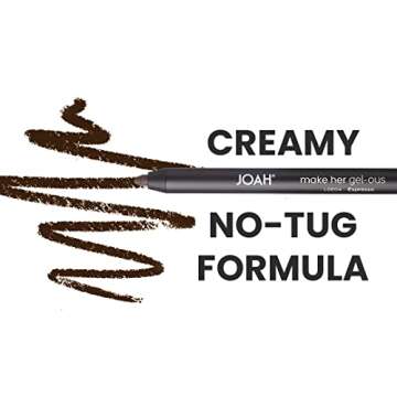 JOAH Make Her Gel-ous Gel Eyeliner with Self-Sharpening Pencil, Waterproof & Long-Lasting Intense Color Definition & Finish, Creamy No-Tug Formula - Espresso