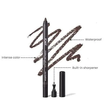 JOAH Make Her Gel-ous Gel Eyeliner with Self-Sharpening Pencil, Waterproof & Long-Lasting Intense Color Definition & Finish, Creamy No-Tug Formula - Espresso
