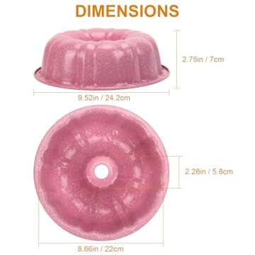 OAMCEG 2 Pack Bunte Cake Pan Nonstick - 9.5 Inches Fluted Tube Cake Pans for baking, 10 Cups Heavy D...