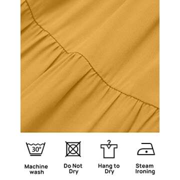 ZESICA Women's Boho Summer One Shoulder Short Sleeve Smocked Side Split Ruffle Swing Midi Dress Ginger S