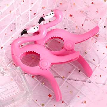 4 Pieces Beach Towel Clips Jumbo Size Towel Clips for Beach Chairs Cruise Pool Patio Holiday Vacatio...