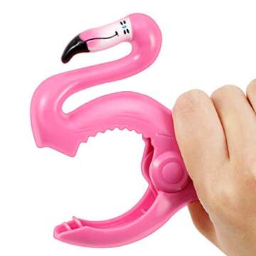 4 Pieces Beach Towel Clips Jumbo Size Towel Clips for Beach Chairs Cruise Pool Patio Holiday Vacations(Flamingo Style)