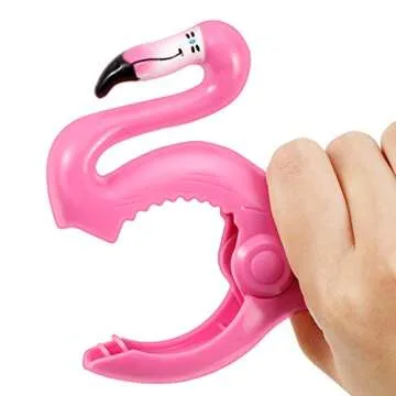 Jumbo Beach Towel Clips in Flamingo Style for Secure Fun
