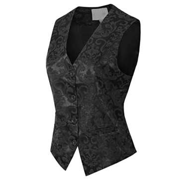 Design by Olivia Women's Fully Lined Button Up V-Neck Tuxedo Suit Vest Waistcoat
