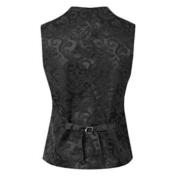 Design by Olivia Women's Fully Lined Button Up V-Neck Tuxedo Suit Vest Waistcoat