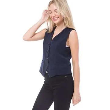 Design by Olivia Women's Fully Lined Button Up V-Neck Tuxedo Suit Vest Waistcoat