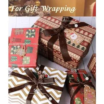 Brown Velvet Ribbon 5/8'' 25 Yards for Christmas Tree, Gift Wrapping, Flower Bouquet, Wreath Decorations, Bow Making