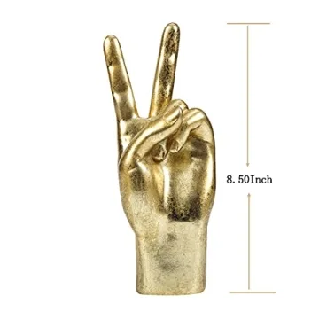 MicDecor Gold ASL Hand Sign Sculpture, Elegant Home Decor