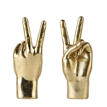 MicDecor Gold ASL Hand Sign Sculpture, Elegant Home Decor