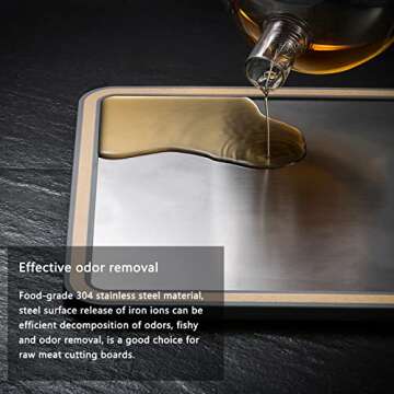 Holymood Double Sided Cutting Board with Juice Groove, Dishwasher Safe, 15.7 x 11 Inch, Stainless Steel and Wheat Straw Chopping Board with Easy Grip Handle, BPA Free, Knife friendly