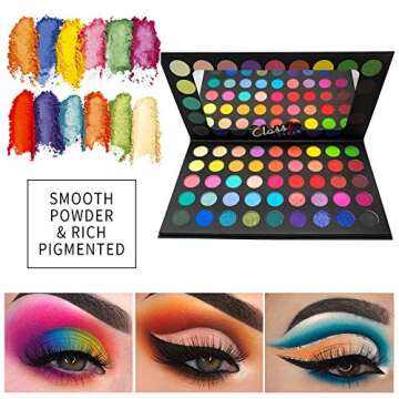 BONNIESTORE Colorful Eyeshadow Palette, 45 Colors Spring Summer Makeup Eyeshadow Palette, High Pigmented Matte Glitter Smooth Blendable Long Lasting Waterproof Eye Shadow Makeup Pallet