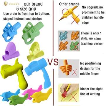 TANBT Pencil Grips, Pencil Grips for Kids Handwriting Preschool Writing Aid Grip Training Finger Gri...