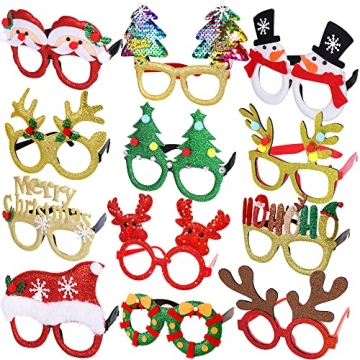 Max Fun 12Pcs Christmas Glitter Party Glasses