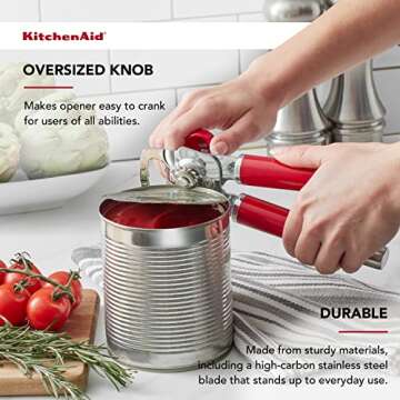 KitchenAid Gourmet Multifunction Can Opener/Bottle Opener, 8.36-Inch, Passion Red