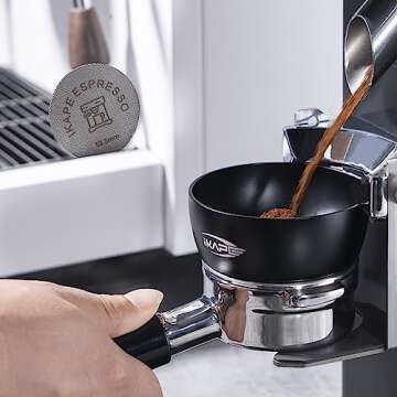 IKAPE Magnetic Dosing Funnel Set, 53MM Espresso Dosing Ring & Puck Screen Kit Compatible with Breville 54MM Bottomless Portafilter - with 8 Small Magnet (Black)