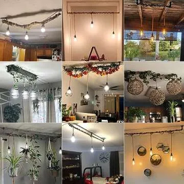 ALAISLYC 3 Light Plug in Pendant Lights Cord Hanging Lamp Kit with Switch 22 Ft Long Hemp Rope Farmhouse Pndant Light Cord Lighting Fixture Kits DIY Hanging Light