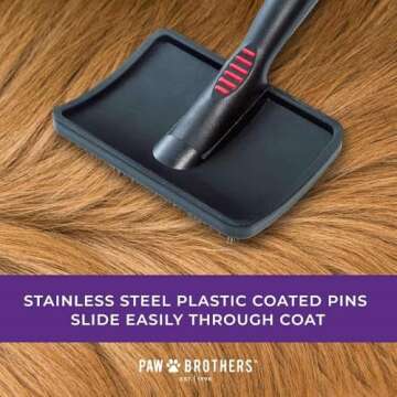 Paw Brothers Soft Pin Curved Slicker Brush for Gentle Grooming