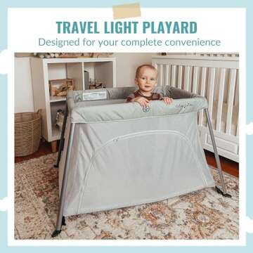 Dream On Me Travel Light Playard with Mesh Zipper Door in Grey