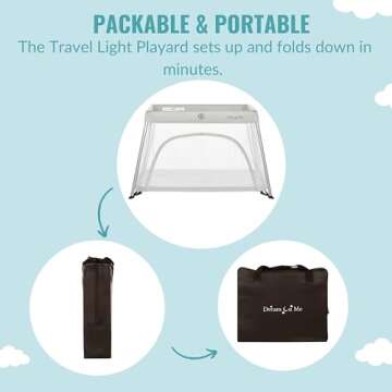 Dream On Me Travel Light Playard with Mesh Zipper Door in Grey