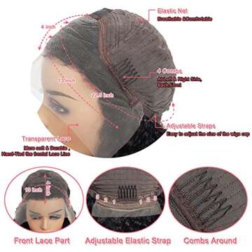 MICHIES Deep Wave Lace Front Wigs Human Hair Pre Plucked 13x4 Frontal Glueless for Black Women 150% Density Wig (24 Inch)