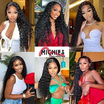 MICHIES Deep Wave Lace Front Wigs Human Hair Pre Plucked 13x4 Frontal Glueless for Black Women 150% Density Wig (24 Inch)