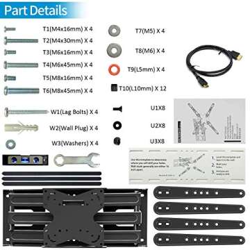FOZIMOA TV Wall Mounts Bracket for Most 28-86 Inches TVs, Full Motion Wall Mount with Swivel, Mount with Swivel Articulating Arm, Max VESA 600x400mm.