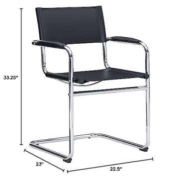 Stylish Linon Black and Chrome Dining Hanks Chair for Comfort