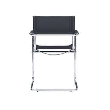 Stylish Linon Black and Chrome Dining Hanks Chair for Comfort