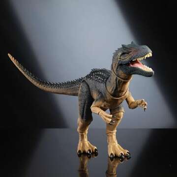 Mattel Jurassic World Hammond Collection Allosaurus Dinosaur Action Figure, Premium Movie Design, Glass Eyes & Wired Tail, 19 Points of Articulation