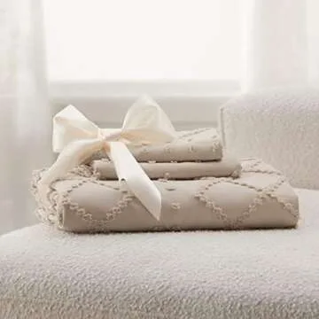 Bedsure Boho Duvet Cover King Size - Boho Bedding, Tufted King Duvet Cover for All Seasons, 3 Pieces Embroidery Shabby Chic Home Bedding,Comforter Not Included (Khaki, 104" x 90")